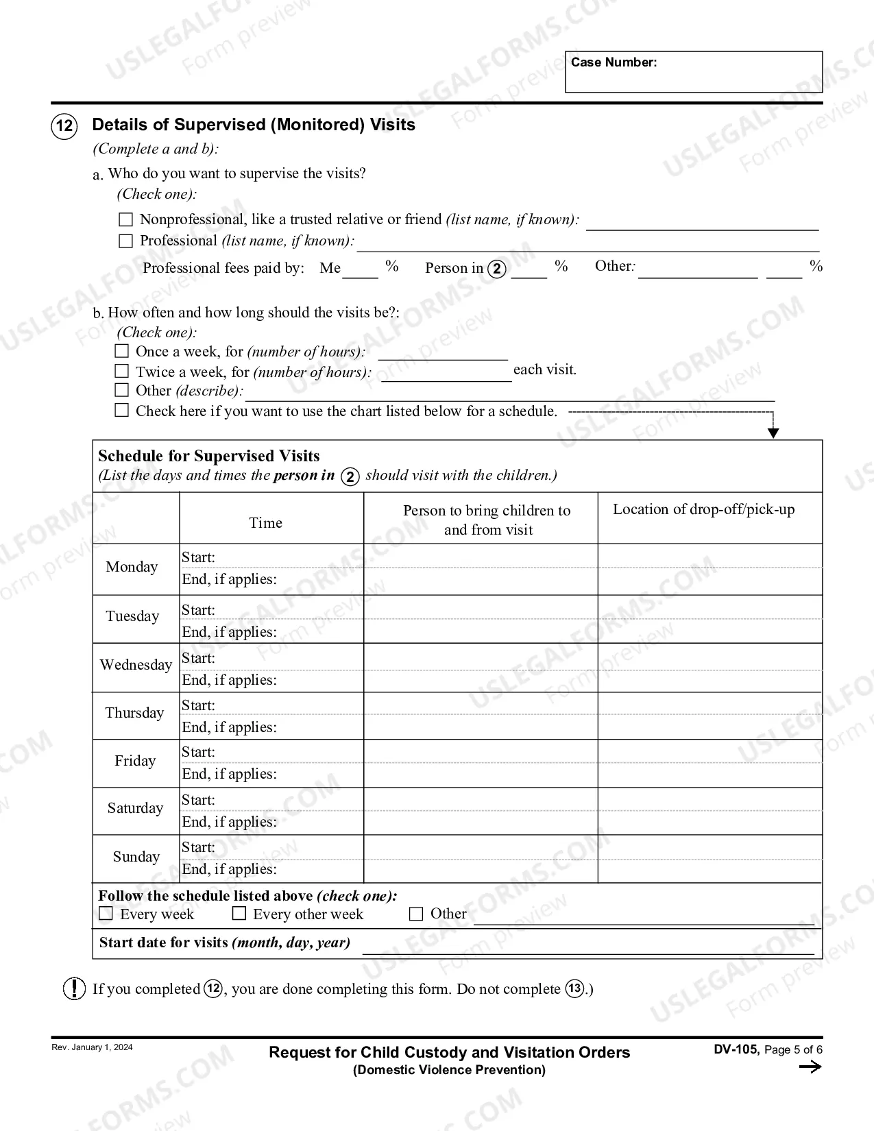 Preview Request for Child Custody and Visitation Orders