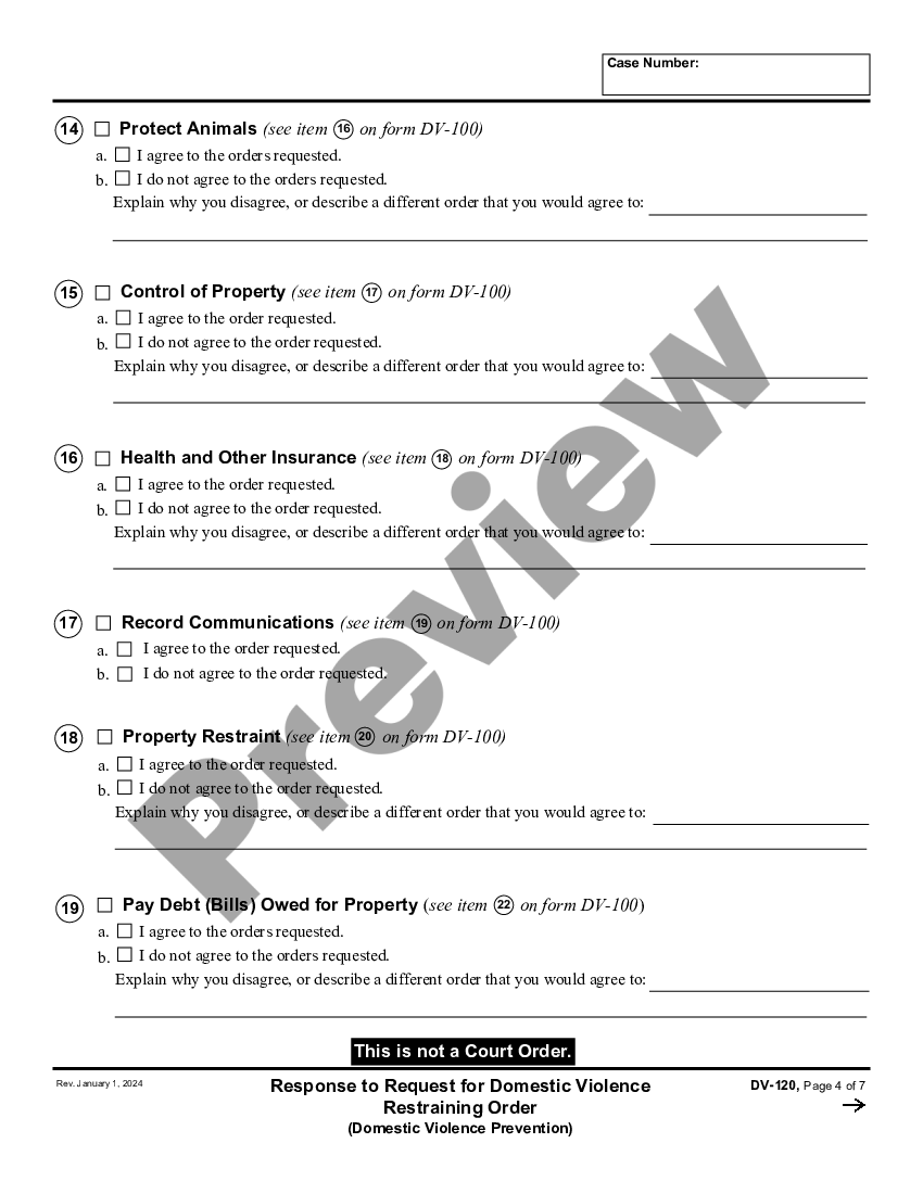 page 3 Answer to Temporary Restraining Order - Domestic Violence Prevention preview
