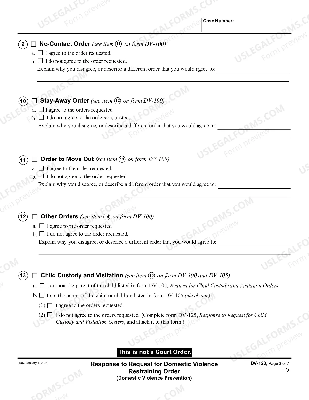 Preview Answer to Temporary Restraining Order - Domestic Violence Prevention