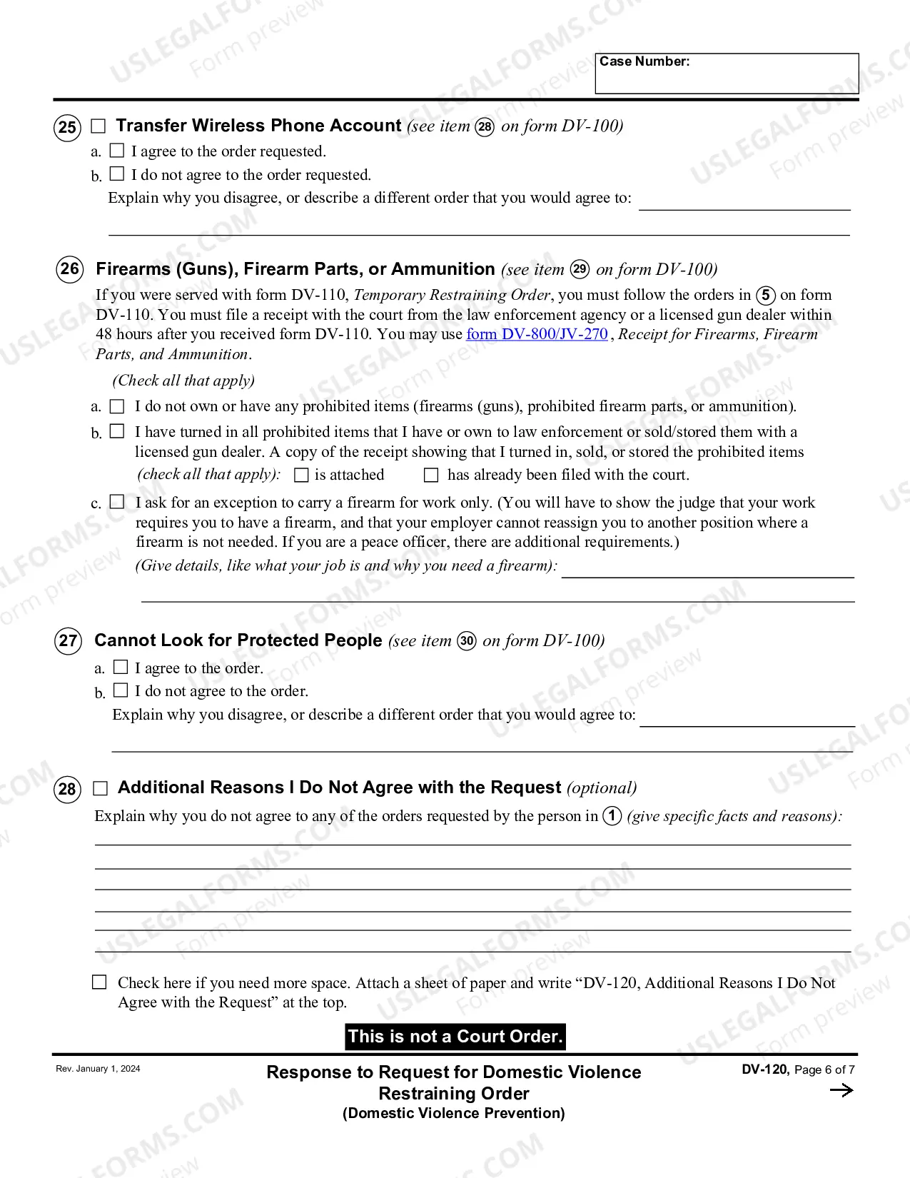 Preview Answer to Temporary Restraining Order - Domestic Violence Prevention