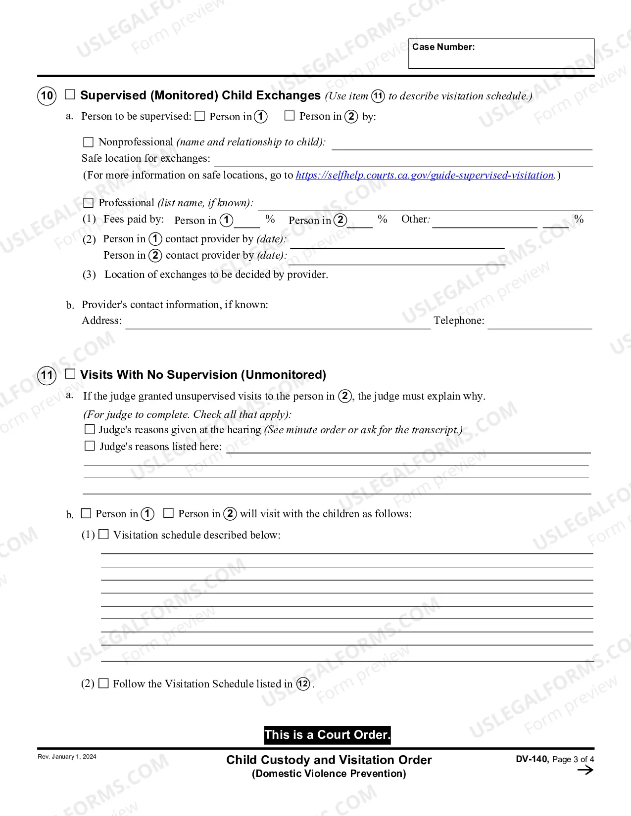 Preview Child Custody and Visitation Order - Domestic Violence Prevention
