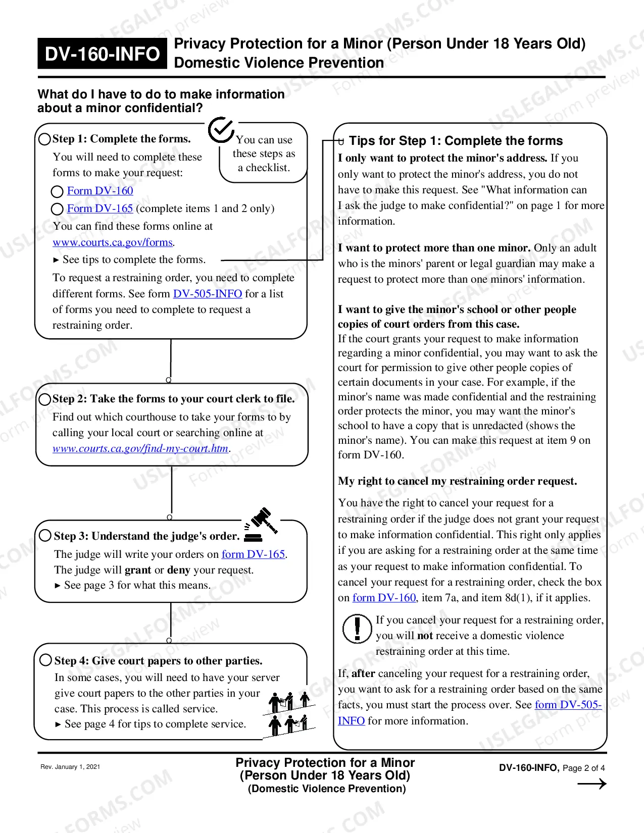 Preview Privacy Protection for a Minor - Person Under 18 Years Old - Domestic Violence