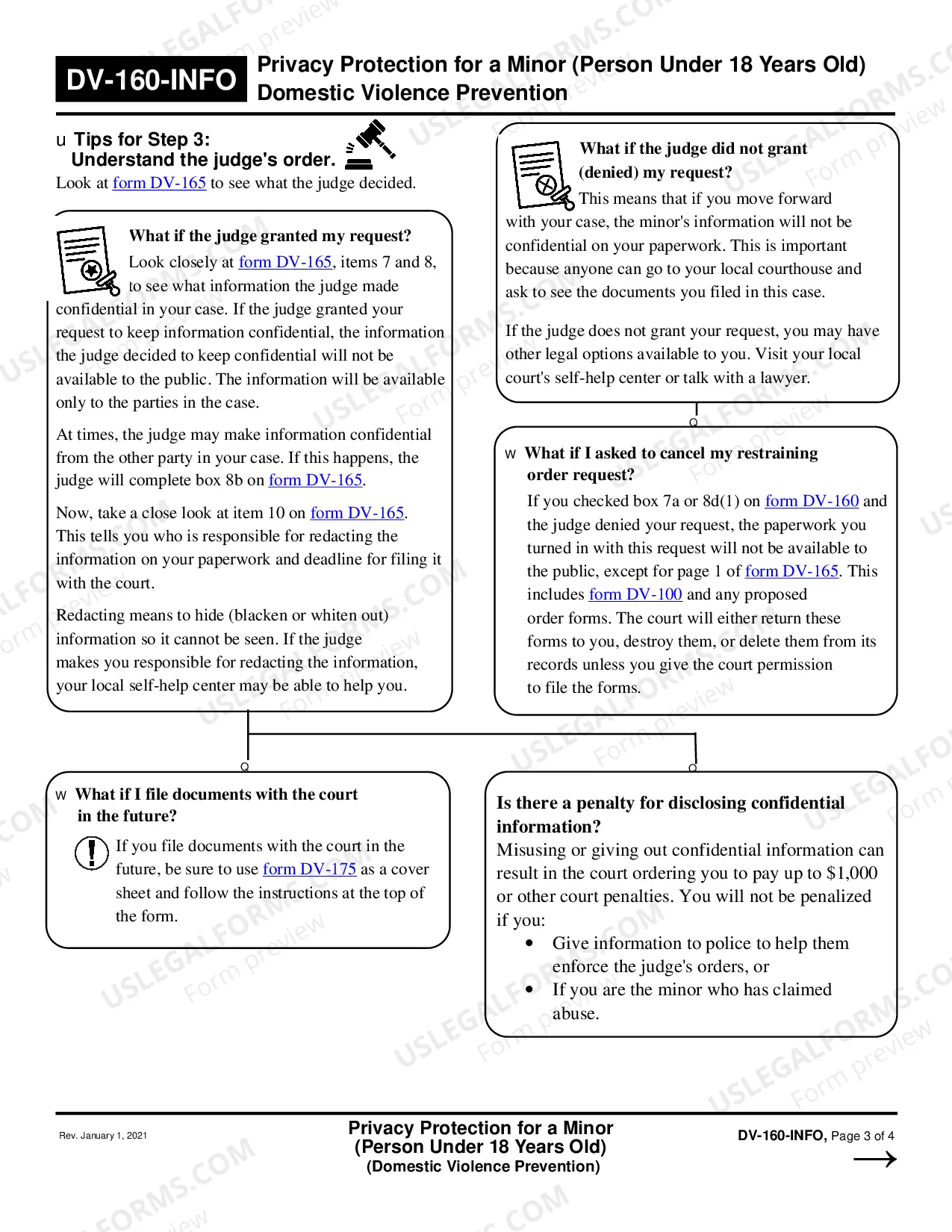 Preview Privacy Protection for a Minor - Person Under 18 Years Old - Domestic Violence