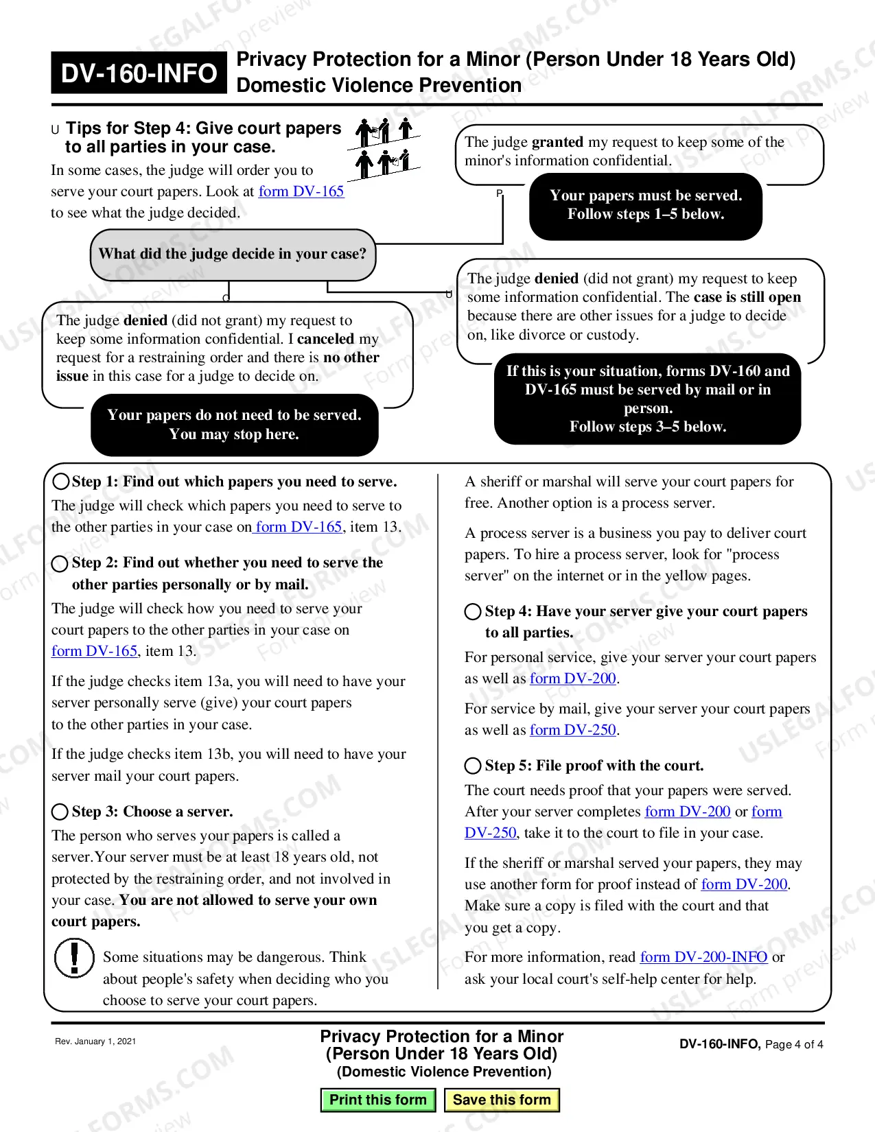 Preview Privacy Protection for a Minor - Person Under 18 Years Old - Domestic Violence