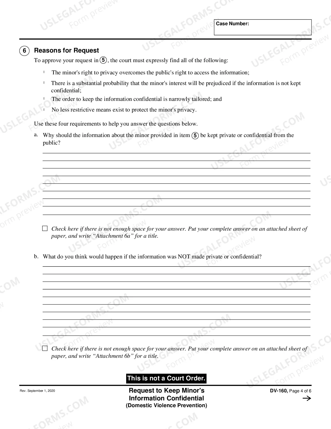 Preview Request to Keep Minor's Information Confidential - Domestic Violence