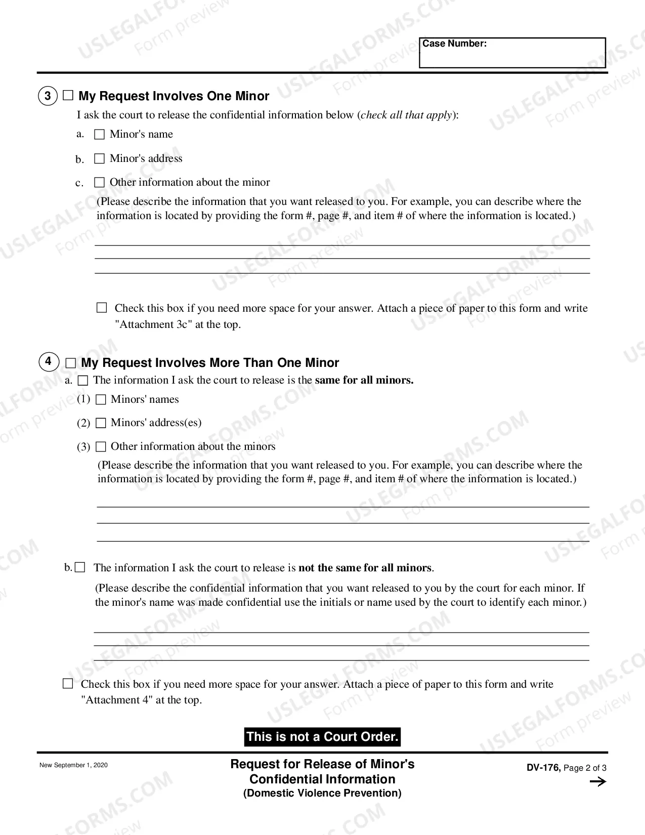 Preview Request for Release of Minor's Confidential Information - Domestic Violence