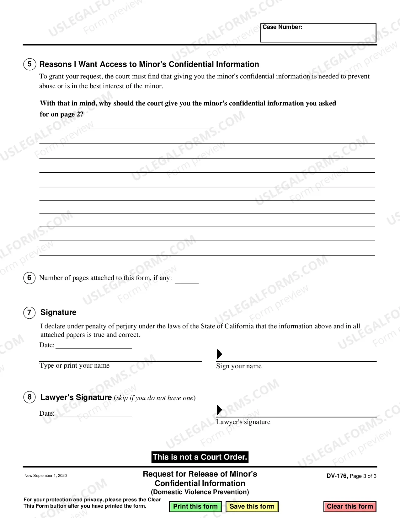 Preview Request for Release of Minor's Confidential Information - Domestic Violence