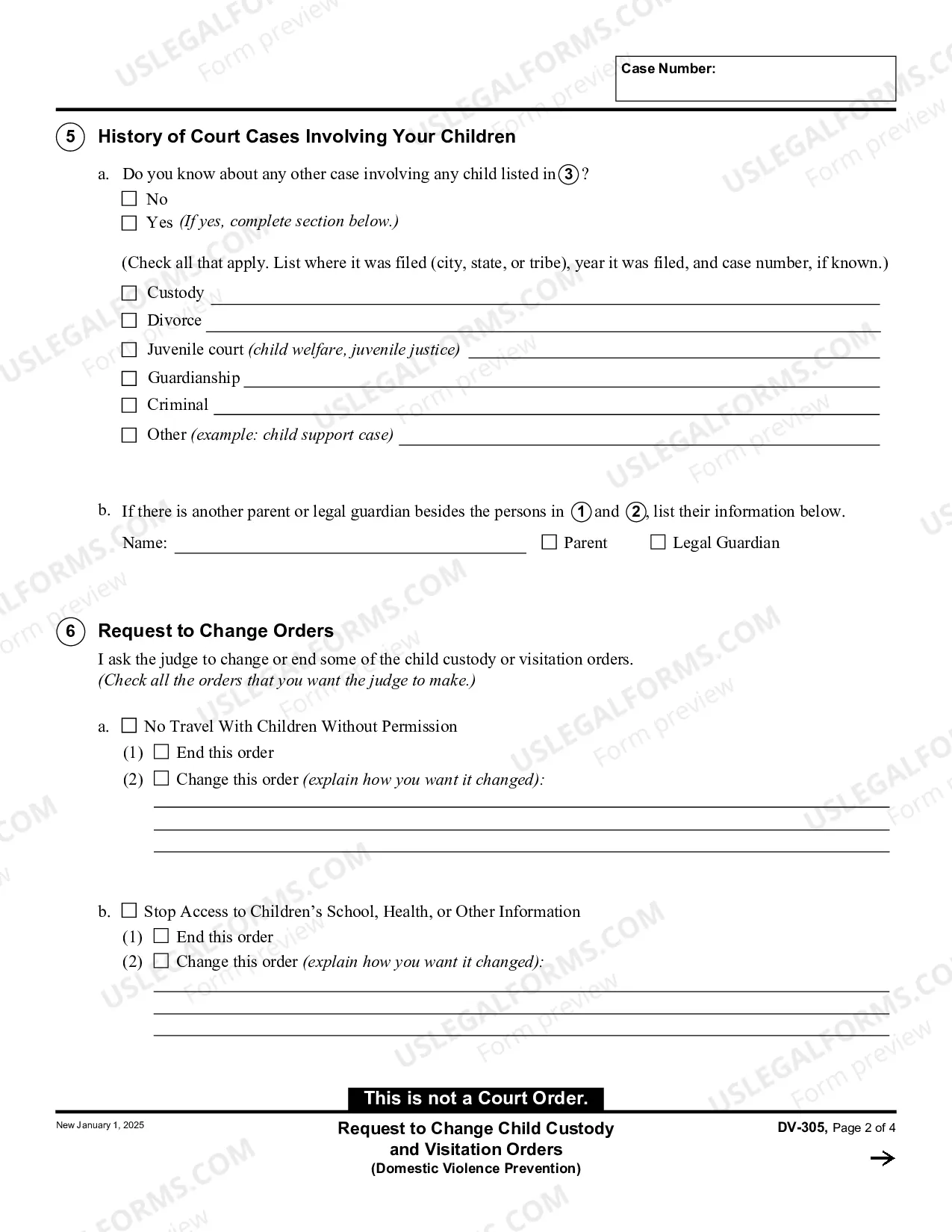 Preview Request to Change Child Custody and Visitation Orders - Domestic Violence Prevention