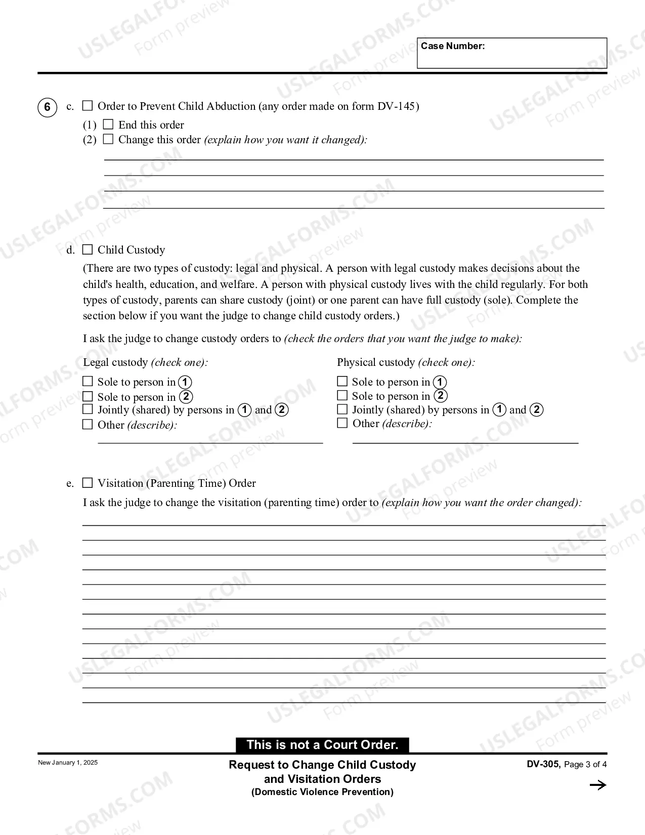 Preview Request to Change Child Custody and Visitation Orders - Domestic Violence Prevention