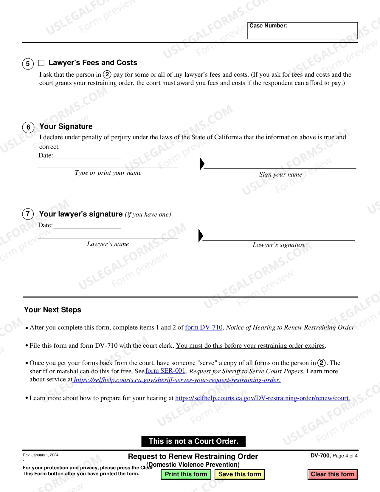 Preview Request to Renew Restraining Order - Domestic Violence Prevention