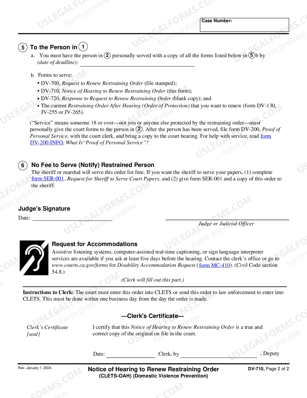 Preview Notice of Hearing to Renew Restraining Order