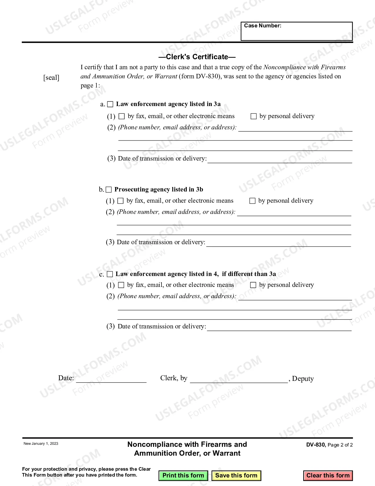 Preview Noncompliance with Firearms and Ammunition Order or Warrant