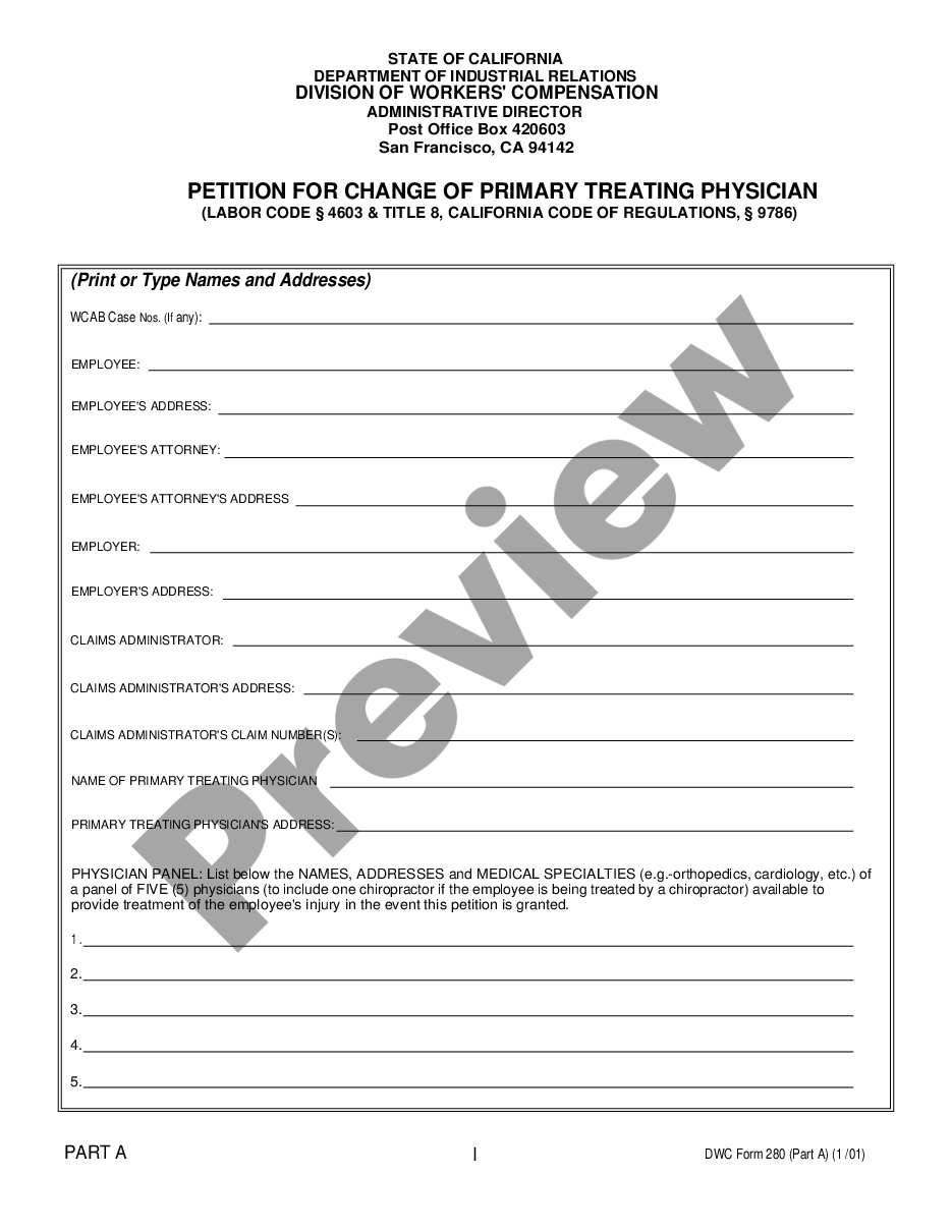 page 0 Petition For Change of Primary Treating Physician preview