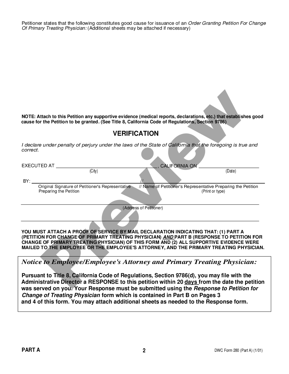 page 1 Petition For Change of Primary Treating Physician preview