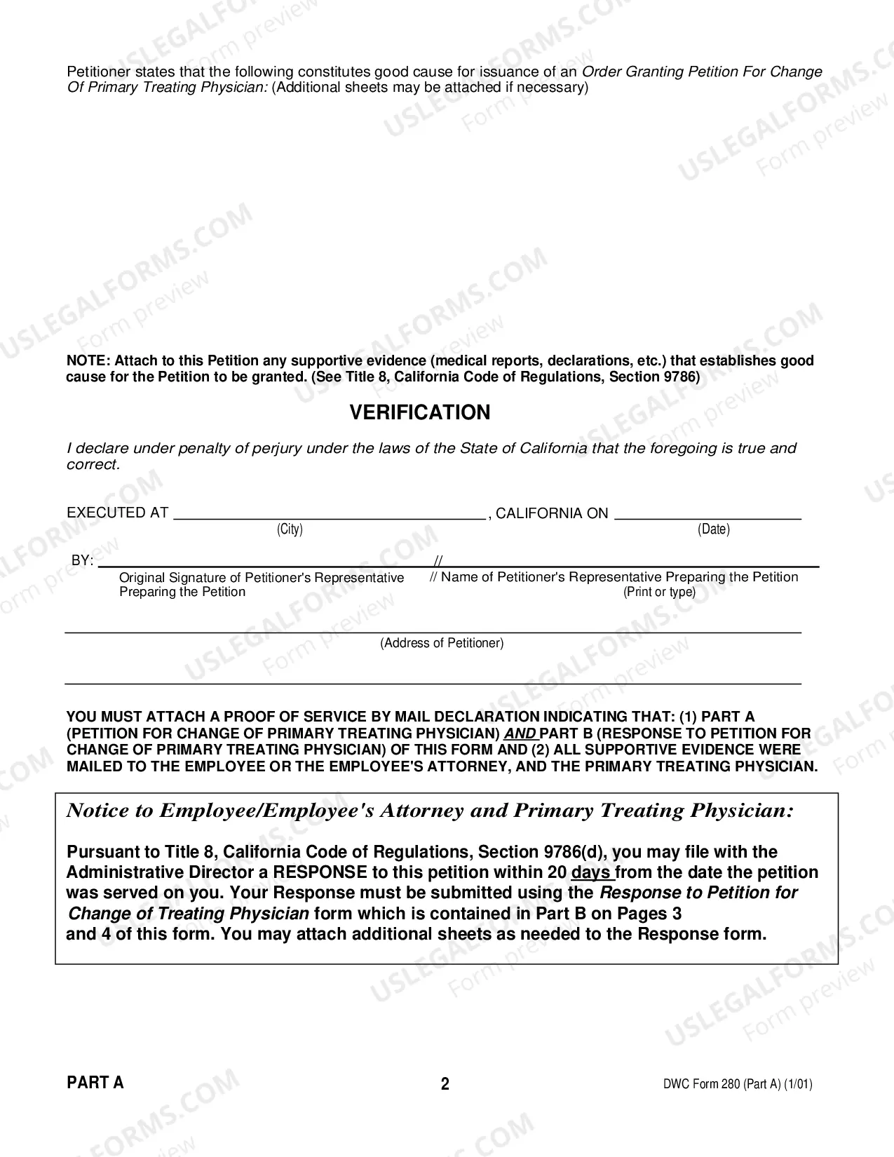 Preview Petition For Change Of Primary Treating Physician