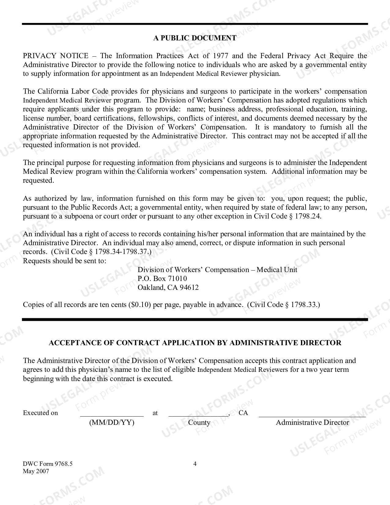 Preview Physician Contract Application (Independent Medical Reviewer)