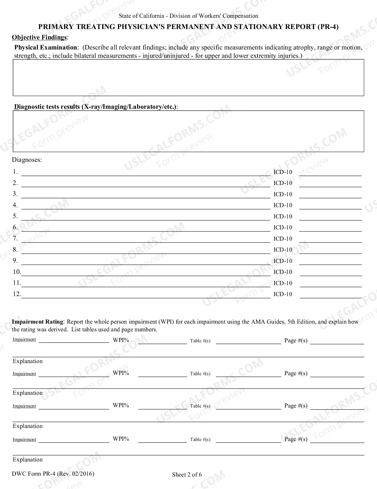 Preview Primary Treating Physicians Permanent And Stationary Report (2005 Permanent Disability Rating Schedule)