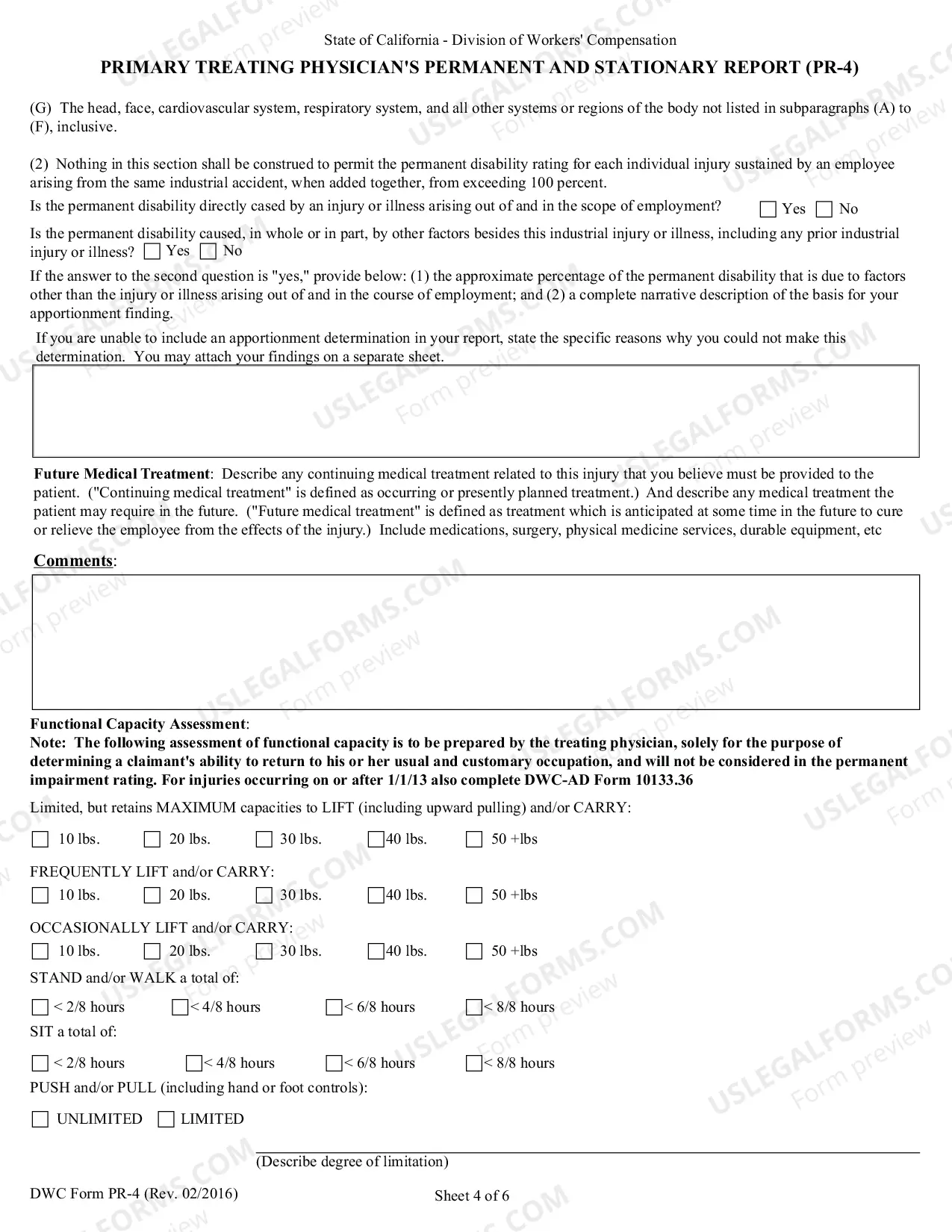 Preview Primary Treating Physicians Permanent And Stationary Report (2005 Permanent Disability Rating Schedule)
