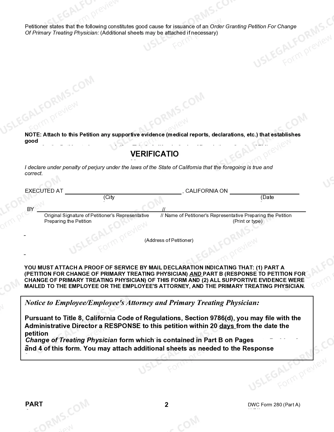 Preview Petition for Change of Physician for Workers' Compensation