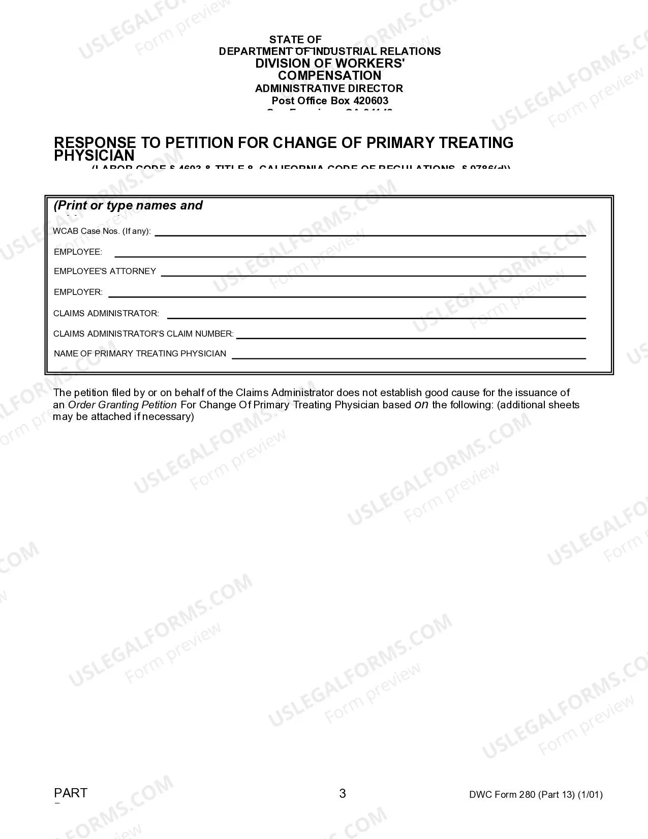 Preview Petition for Change of Physician for Workers' Compensation