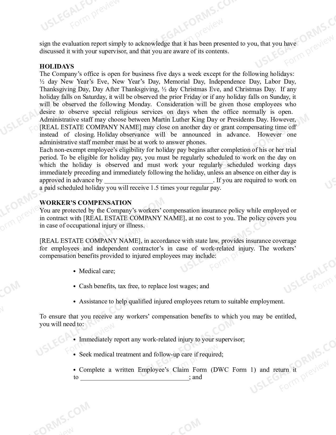 California Disclaimer and Acknowledgment Form for both Employee and