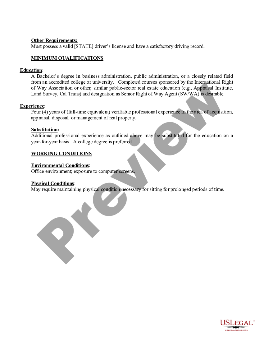 California Principal Real Estate Officer Job Description US Legal Forms