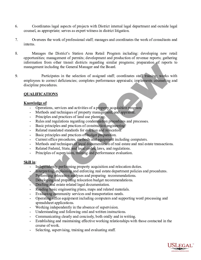 Preview Principal Real Estate Officer - Job Description