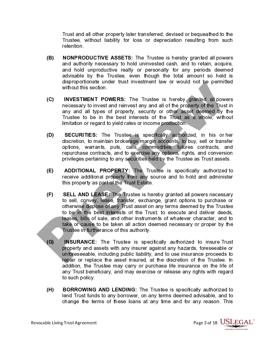 Preview Living Trust for Husband and Wife with No Children