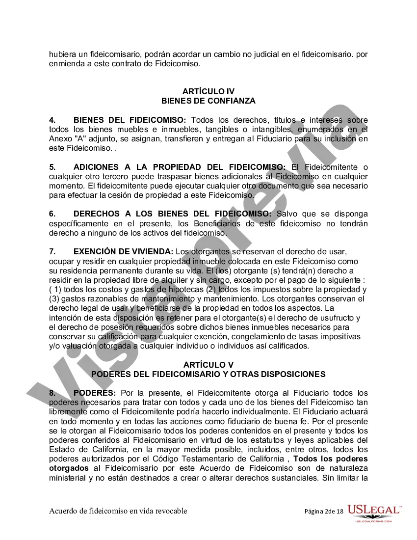 Preview Fideicomiso en Vida para Individuos Solteros, Divorciados o Viudos (o Viudos) sin Hijos