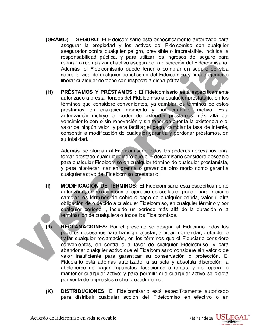 Preview Fideicomiso en Vida para Individuos Solteros, Divorciados o Viudos (o Viudos) sin Hijos