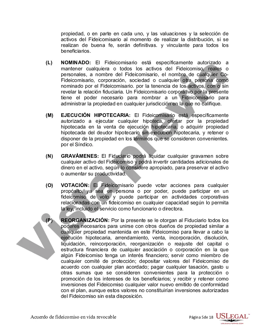 Preview Fideicomiso en Vida para Individuos Solteros, Divorciados o Viudos (o Viudos) sin Hijos