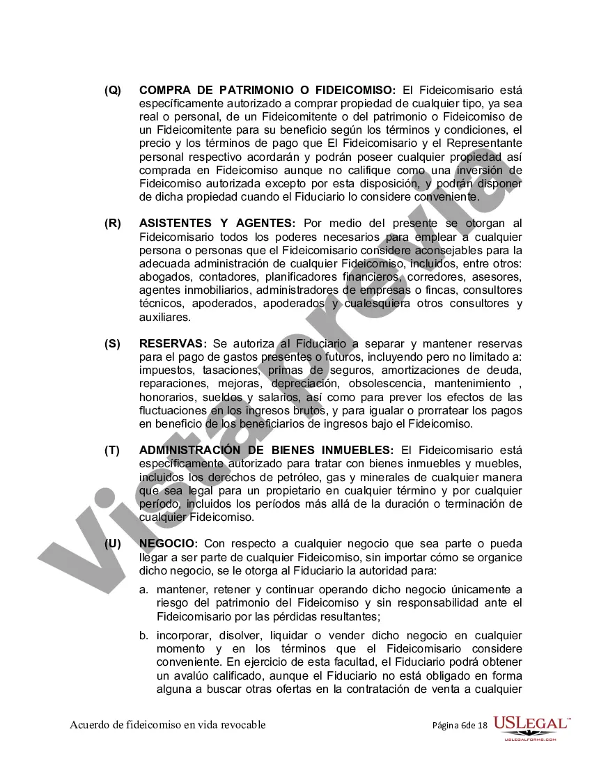 Preview Fideicomiso en Vida para Individuos Solteros, Divorciados o Viudos (o Viudos) sin Hijos