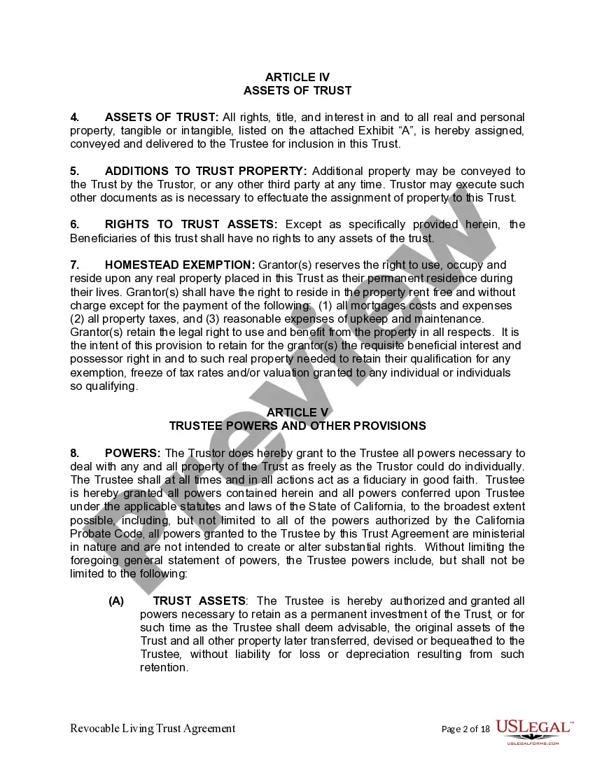 Preview Living Trust for Individual as Single, Divorced or Widow (or Widower) with No Children