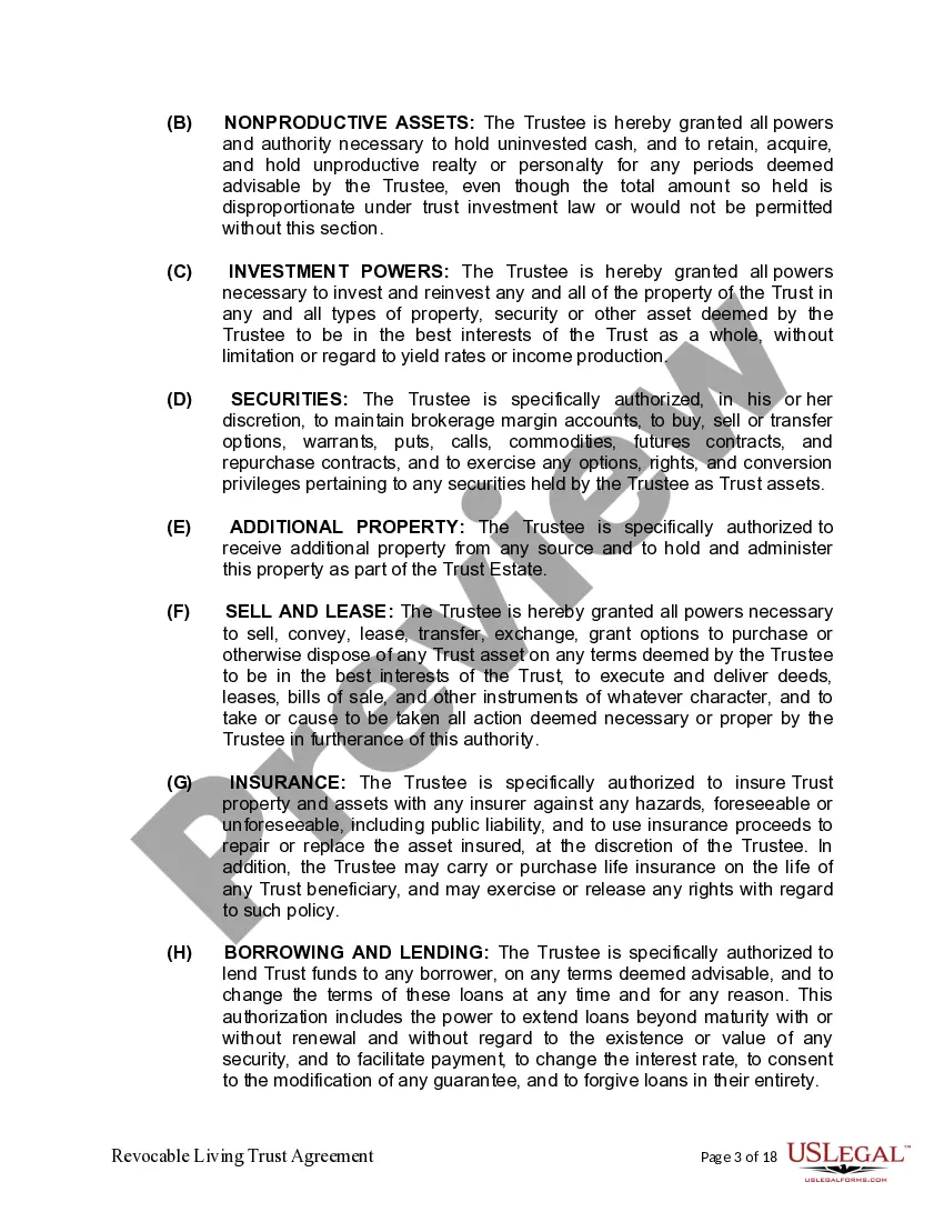 Preview Living Trust for Individual as Single, Divorced or Widow (or Widower) with No Children