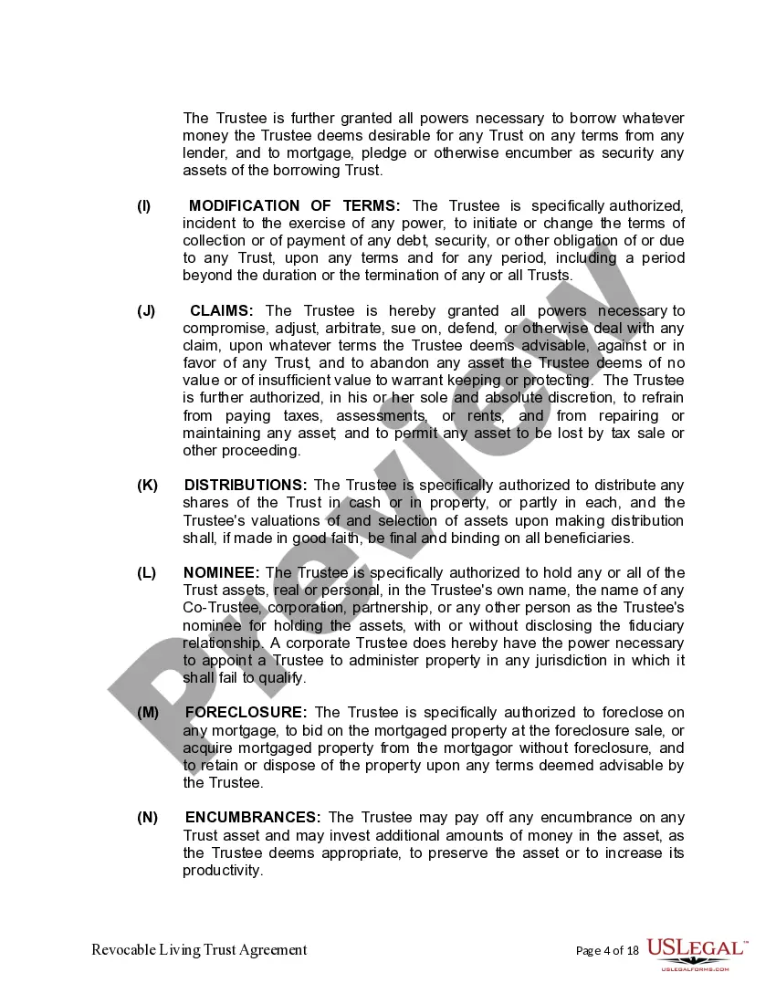 Preview Living Trust for Individual as Single, Divorced or Widow (or Widower) with No Children