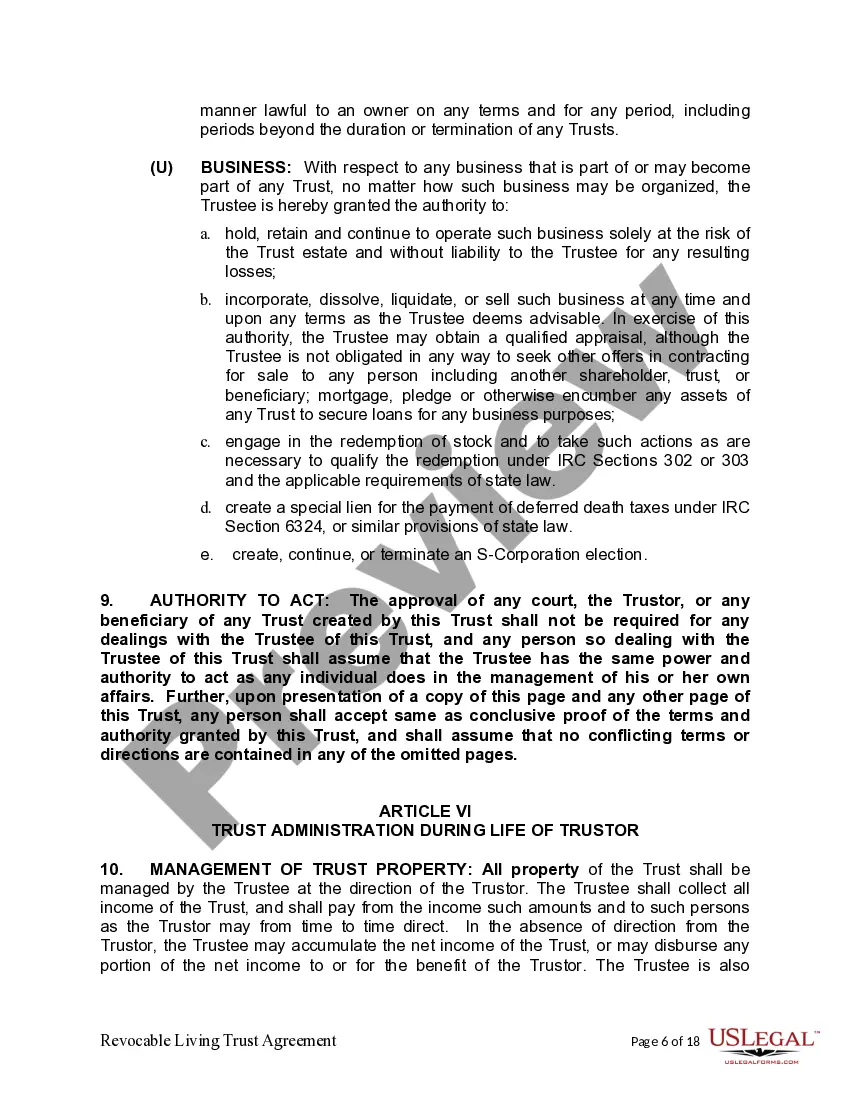 Preview Living Trust for Individual as Single, Divorced or Widow (or Widower) with No Children