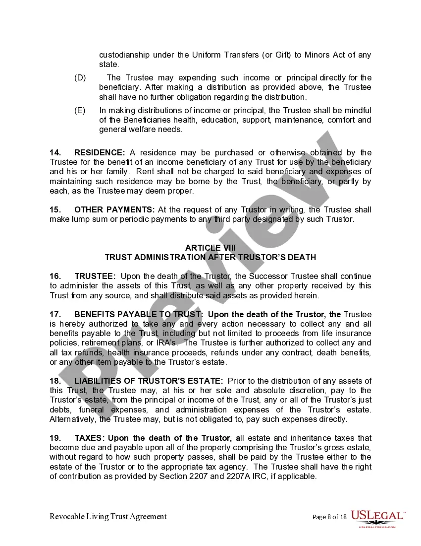 Preview Living Trust for Individual as Single, Divorced or Widow (or Widower) with No Children