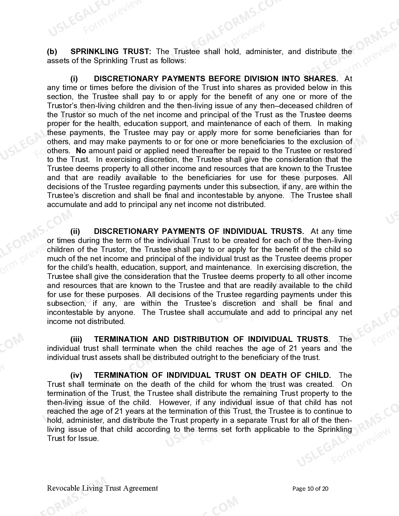 Preview Living Trust for individual, Who is Single, Divorced or Widow (or Widower) with Children