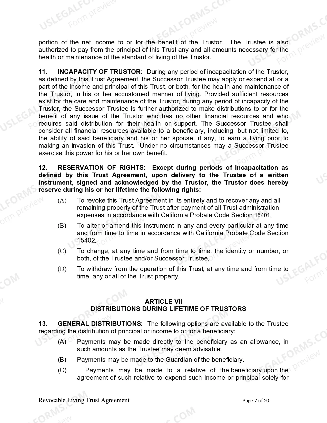 Preview Living Trust for individual, Who is Single, Divorced or Widow (or Widower) with Children