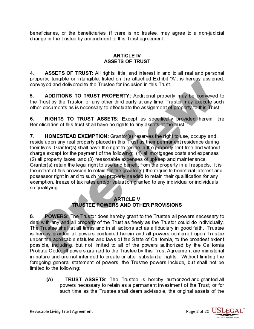 Preview Living Trust for Husband and Wife with One Child