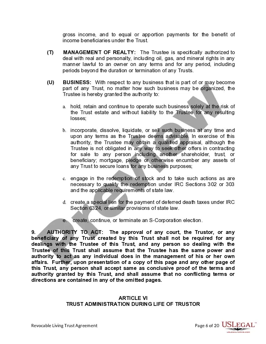 Preview Living Trust for Husband and Wife with One Child