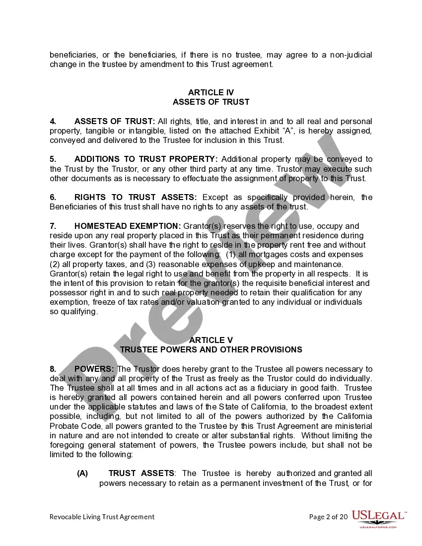 Preview Living Trust for Husband and Wife with Minor and or Adult Children