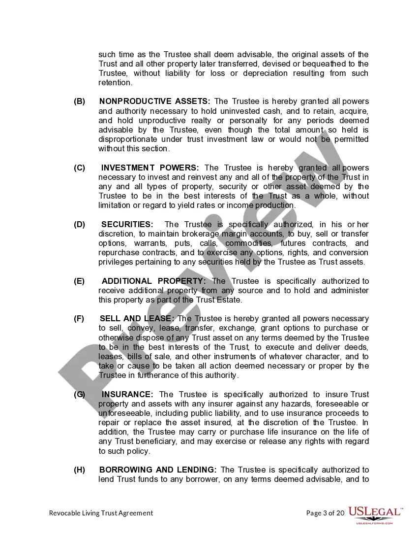 Preview Living Trust for Husband and Wife with Minor and or Adult Children