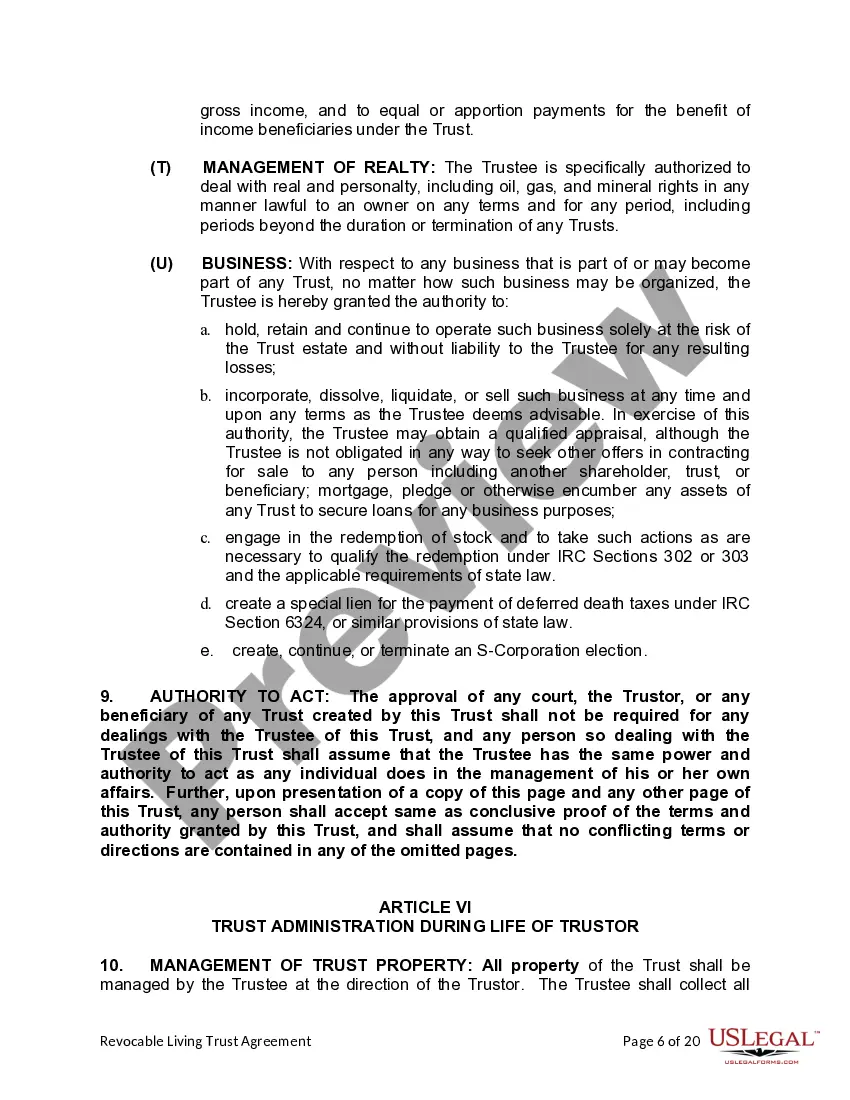 Preview Living Trust for Husband and Wife with Minor and or Adult Children