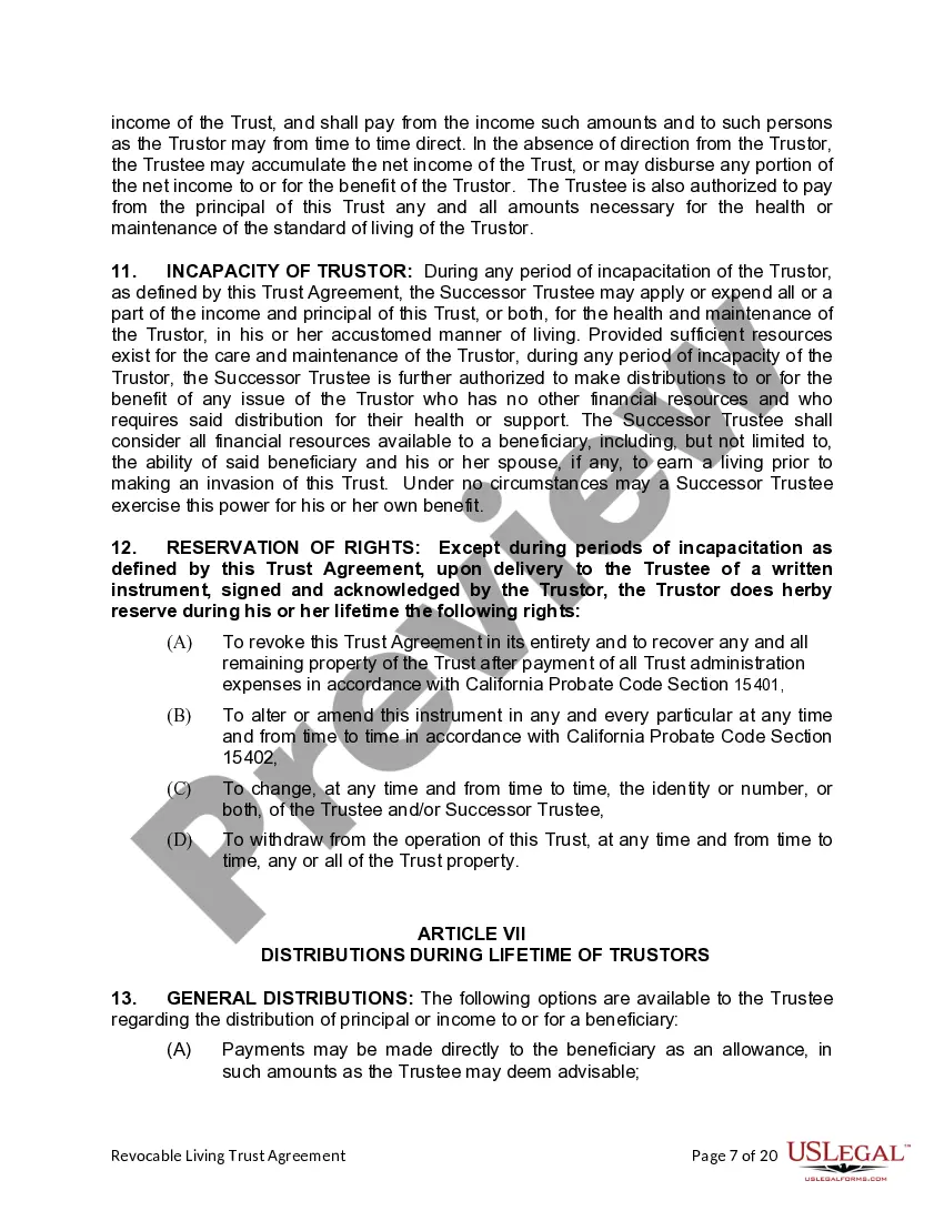 Preview Living Trust for Husband and Wife with Minor and or Adult Children