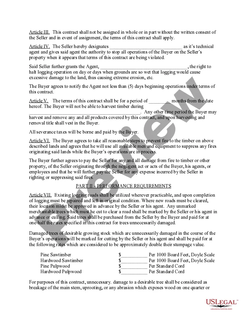 Preview California Forest Products Timber Sale Contract