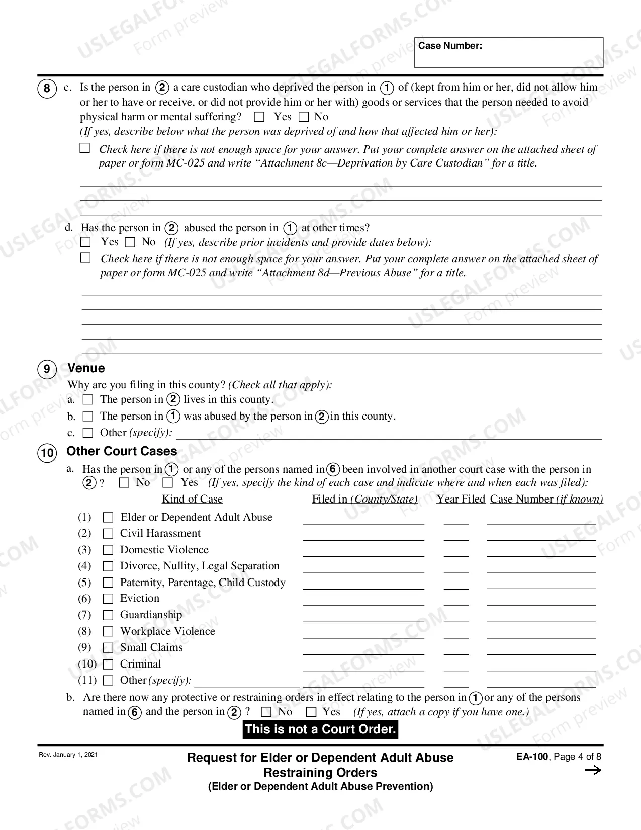 Preview Request for Elder or Dependent Adult Abuse Restraining Orders - Elder or Dependent Adult Abuse Prevention