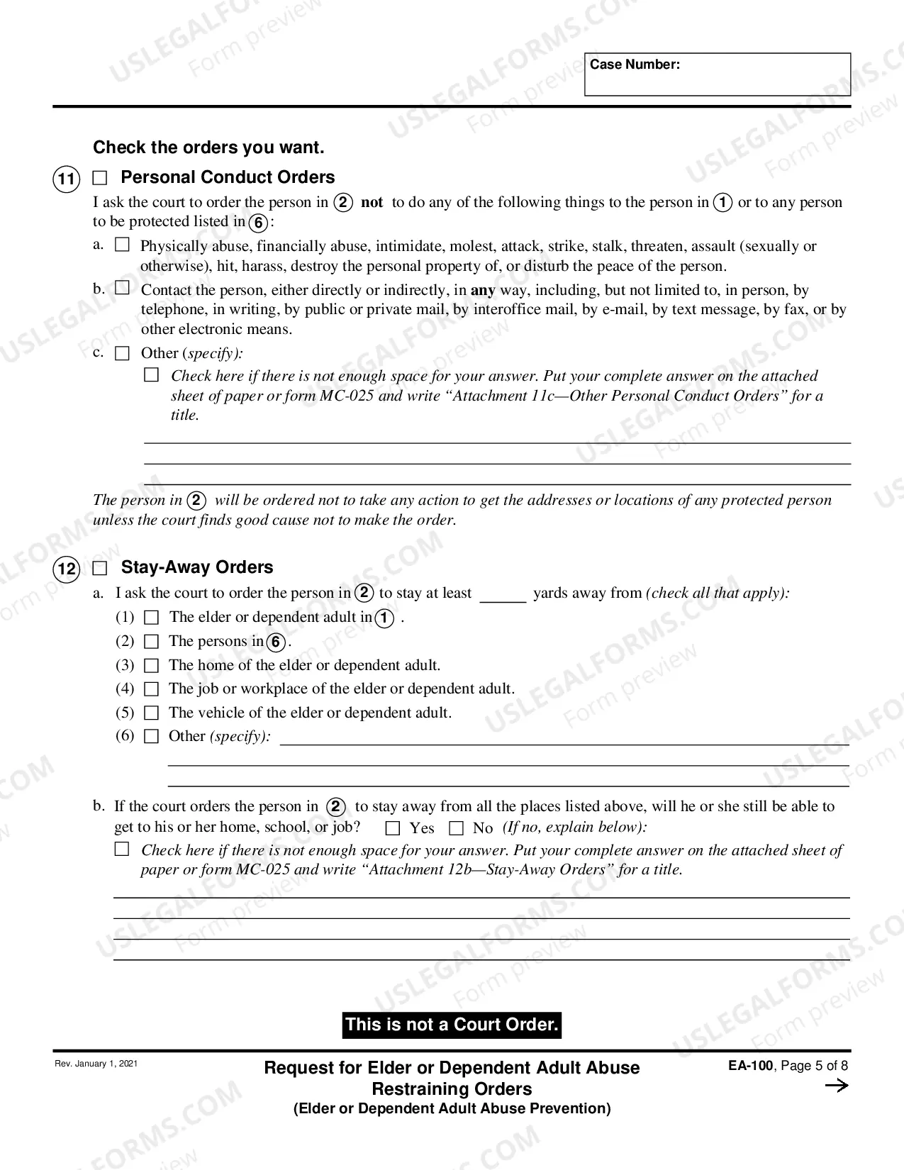 Preview Request for Elder or Dependent Adult Abuse Restraining Orders - Elder or Dependent Adult Abuse Prevention