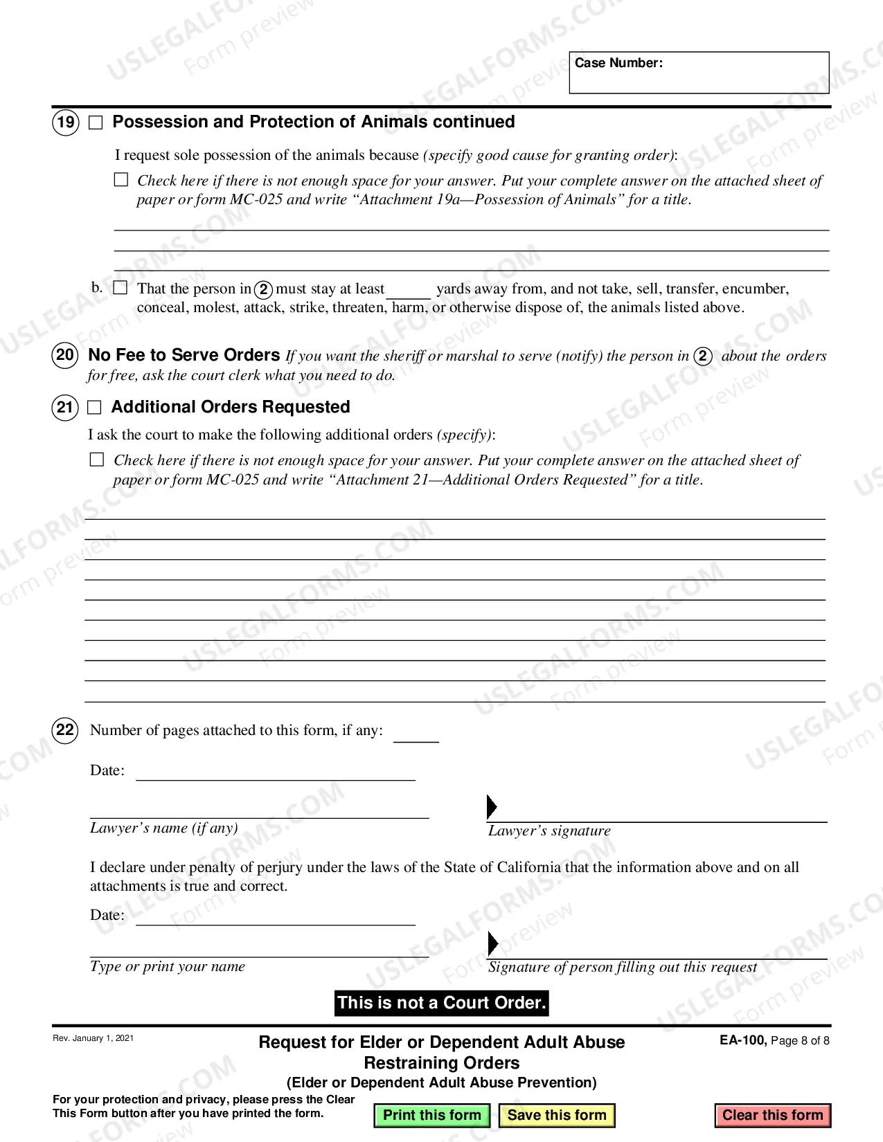 Preview Request for Elder or Dependent Adult Abuse Restraining Orders - Elder or Dependent Adult Abuse Prevention