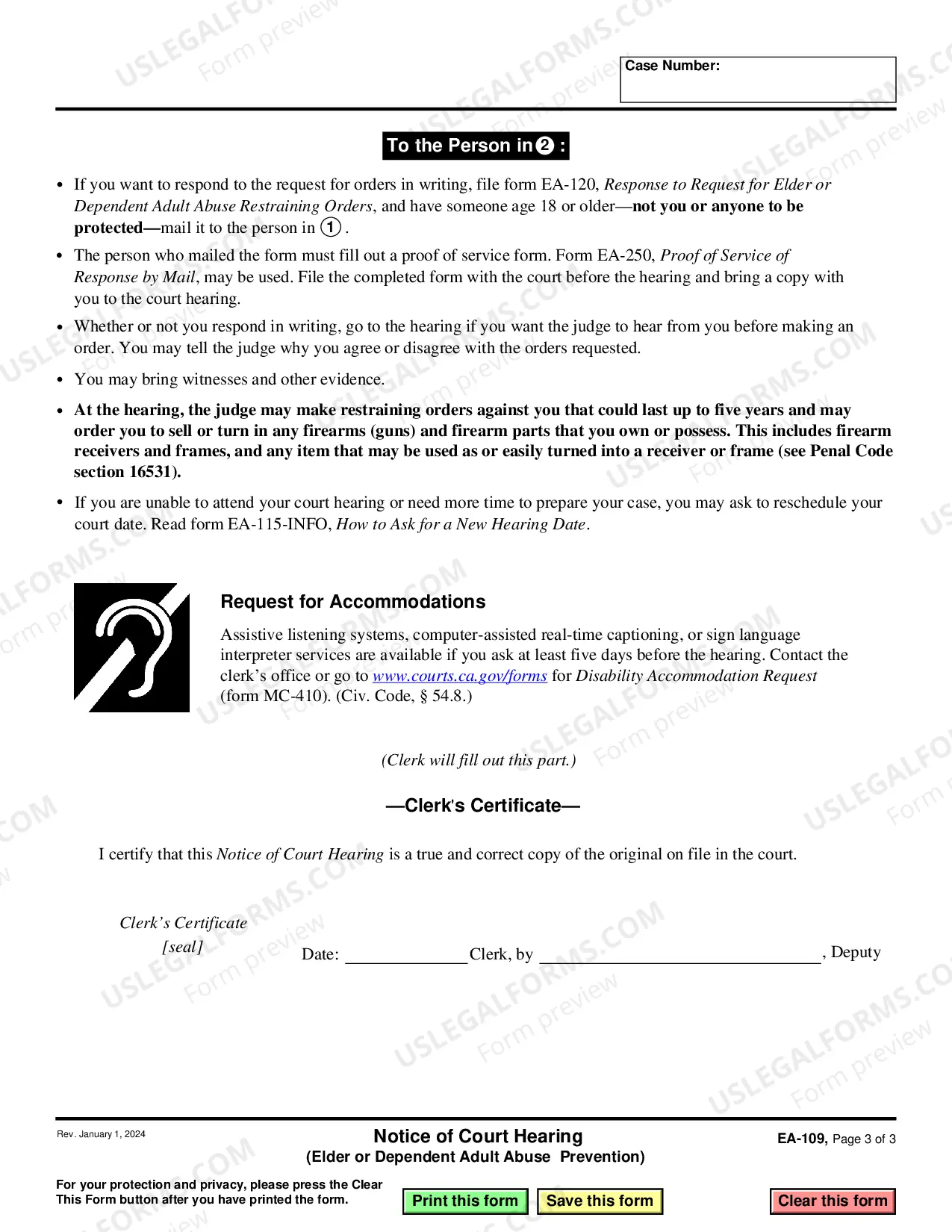 Preview Notice of Court Hearing for Elder or Dependent Adult Abuse Prevention